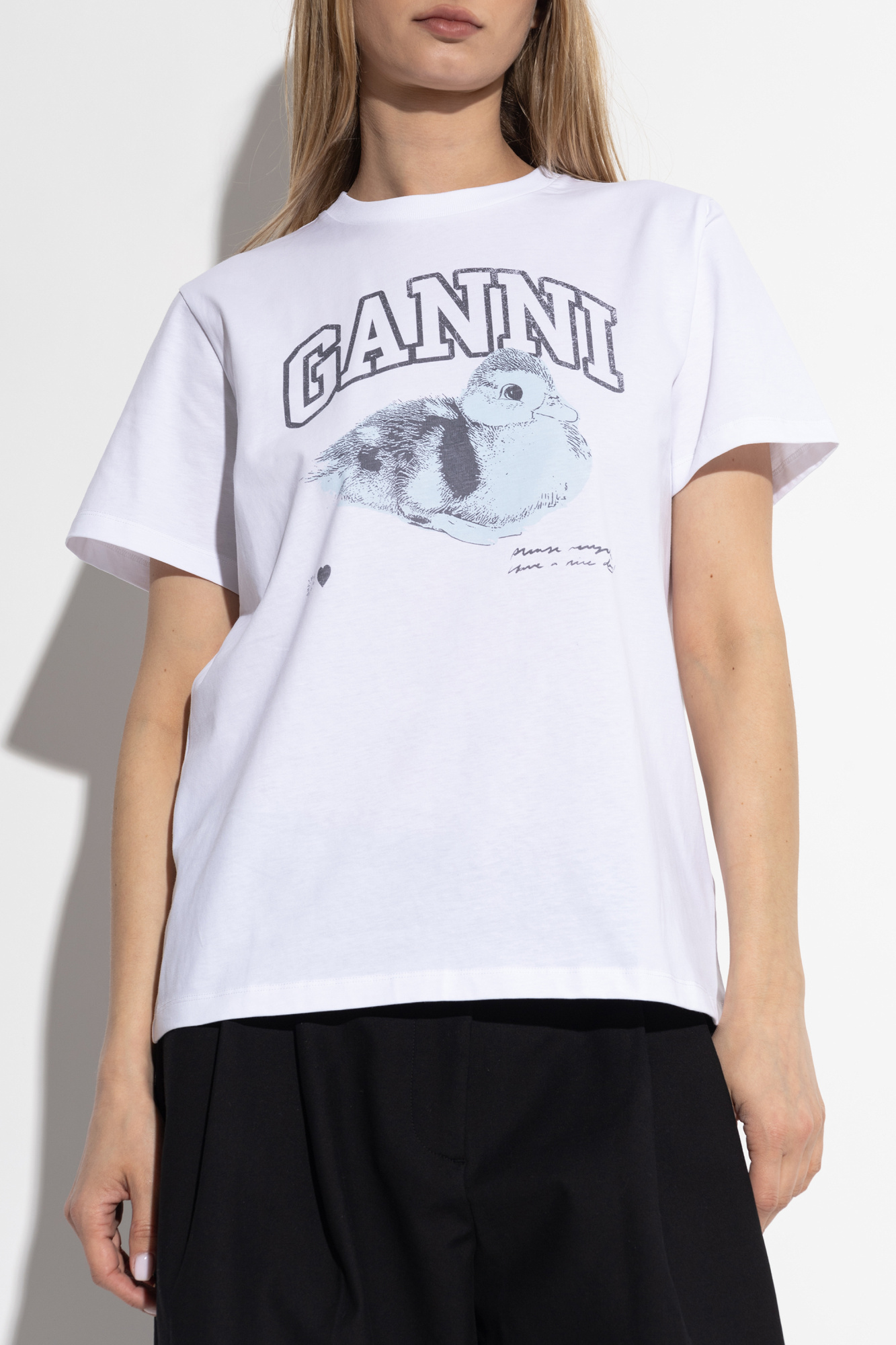 Tシャツ・カットソー GANNI Woman T-Shirt White T40603575 151 GANNI FINAL SALE ガニー レディース Tシャツ T4060 3575 BRIGHT
